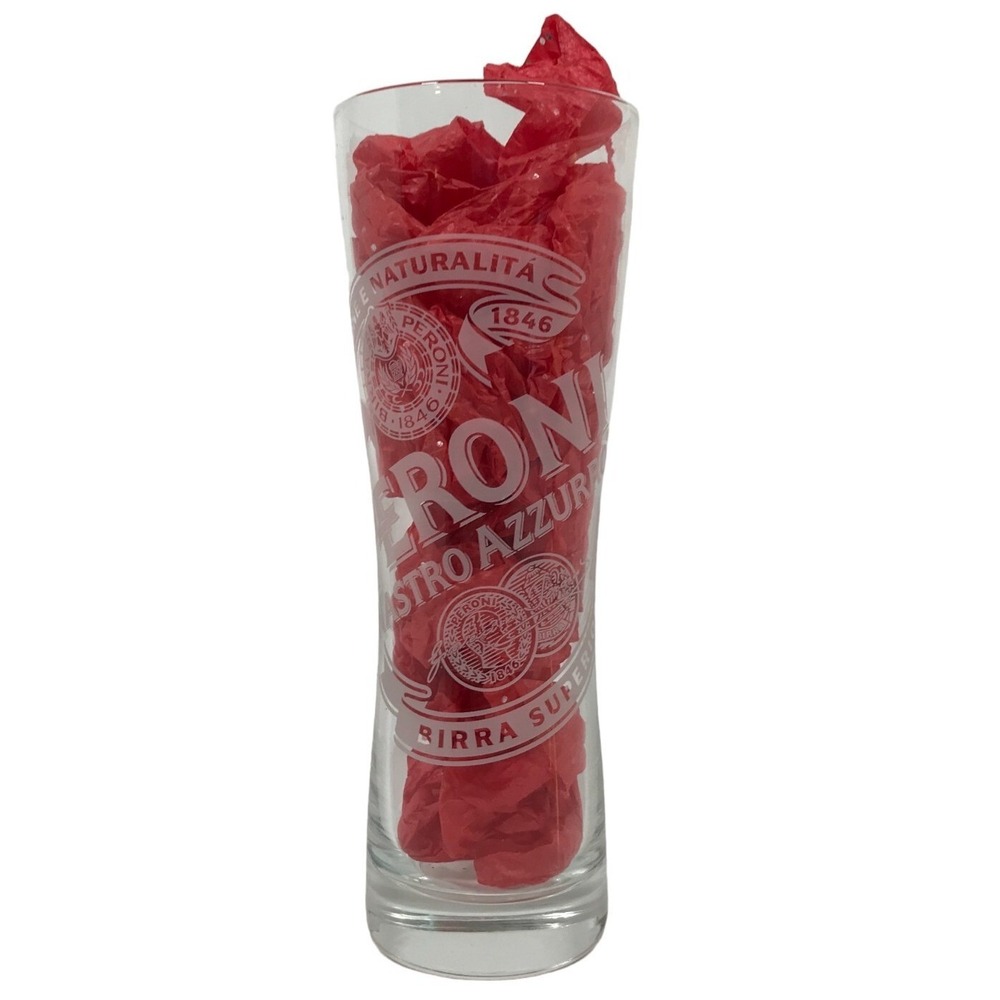 Peroni Nastro Azzurro Tall Pilsner Beer Glass 0.4L Italian Lager Barware Clear